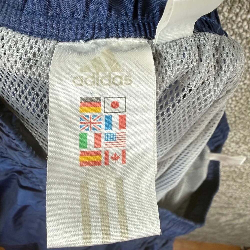 Adidas Track Windbreaker Pants Mens M Blue 3-Stripe Mesh Lined Zipper Hem Jogger - Picture 4 of 11